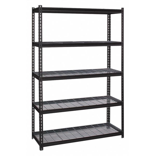 Wire Shelving Unit,  18"D x 48"W x 72"H,  5 Shelves,  Black