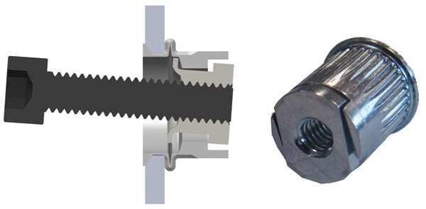 Floating Thread Rivet Nut,  1/4"-20 Dia./Thread Size,  0.685 in Head Dia.,  0.819 in L,  Steel,  10 PK