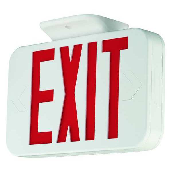 Exit Sign,  Emergency Battery Backup,  7 1/4 in H x 11 5/8 in W,  LED,  1 or 2 Faces,  White/Red