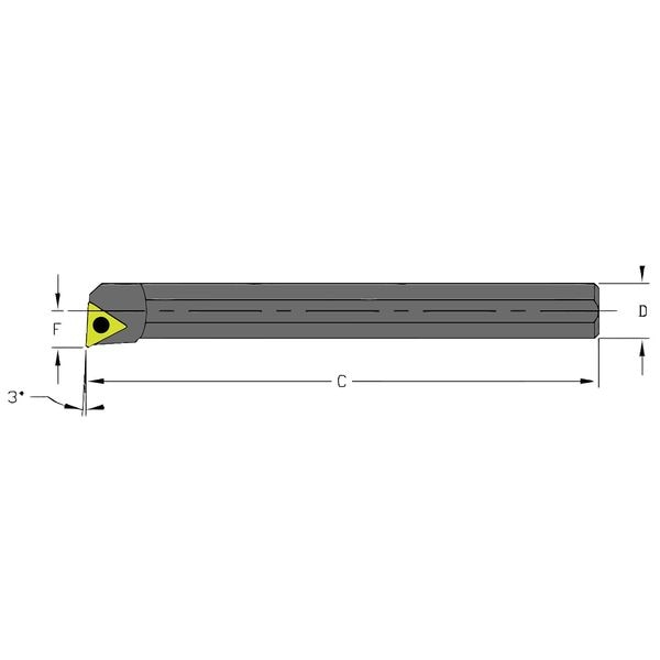 Indexable Boring Bar,  S08M STUCL2-312,  6 in L,  High Speed Steel,  Triangle Insert Shape