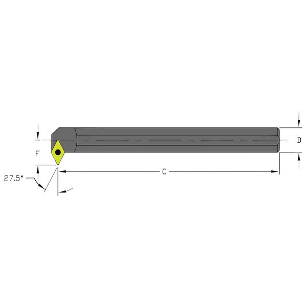 Indexable Boring Bar,  S10Q SDNCR2,  7 in L,  High Speed Steel,  55 Degrees  Diamond Insert Shape