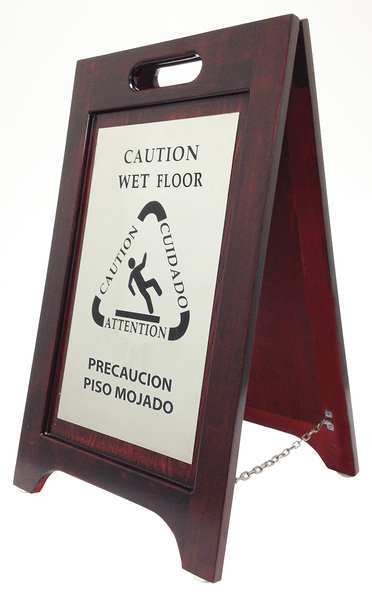 Wet Floor Sign,  24 in H,  14 in W,  Wood,  English,  Spanish,  WWF-NI