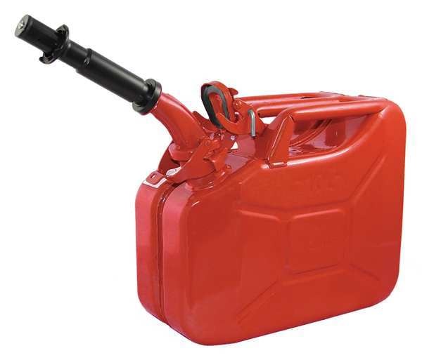 2.64 gal,  10 L Red Cold rolled steel Gas Can
