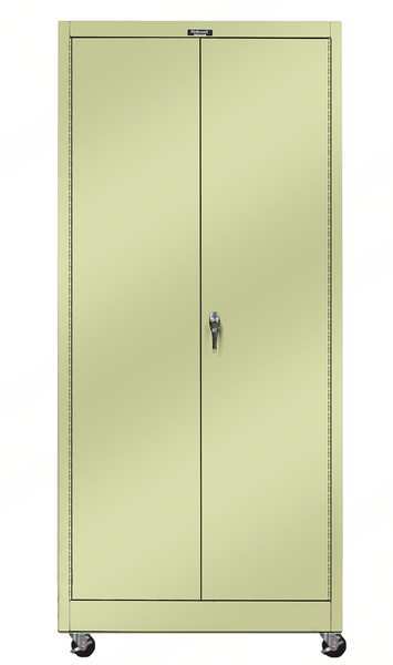 Solid Door Storage Cabinet,  48 in W,  84 in H,  24 in D,  Tan