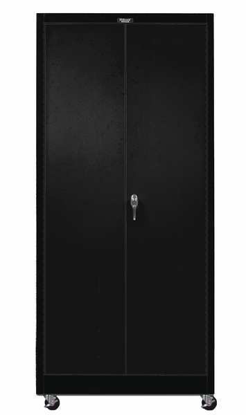 Solid Door Storage Cabinet,  48 in W,  84 in H,  24 in D,  Black