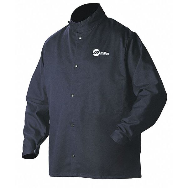 ArcArmor Welding Jacket, Navy, Cotton/Nylon, 2XL