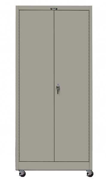 Solid Door Storage Cabinet,  48 in W,  72 in H,  24 in D,  Dark Gray