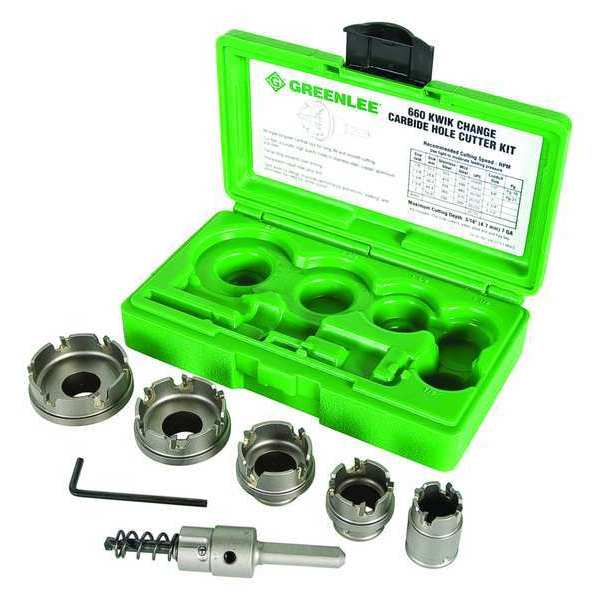 Carbide Hole Cutter Kit,  8 Pieces,  7/8 in to 2 in Saw Size Range,  1/8 in Max. Cutting Dp