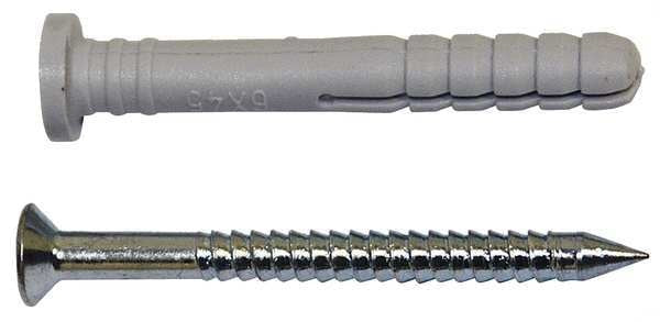 Vigil Antislip Concrete Screw,  1/4" Dia.,  Flat,  1 3/4 in L,  Plastic Plain