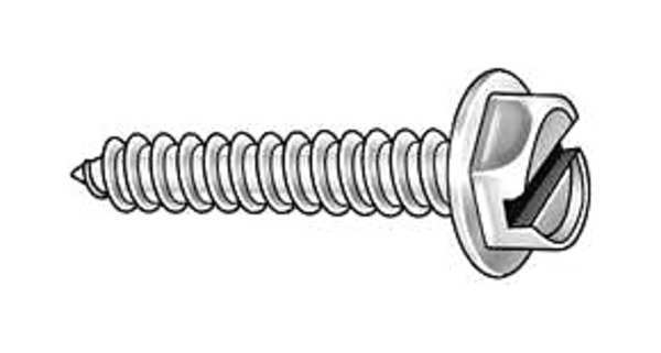 Sheet Metal Screw,  #10 x 3/4 in,  Zinc Plated Steel Hex Head Slotted Drive,  100 PK