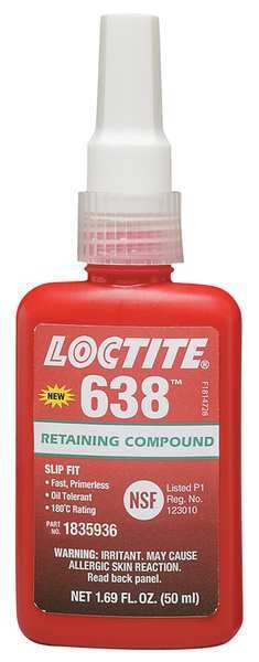 Retaining Compound,  638 Series,  Green,  Liquid,  High Strength,  50 mL Bottle