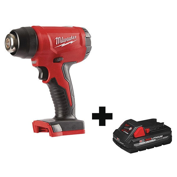 Heat Gun Kit,  Battery Powered,  18V DC,  Dual Temp. Setting,  360 Watt,  Pistol Handle