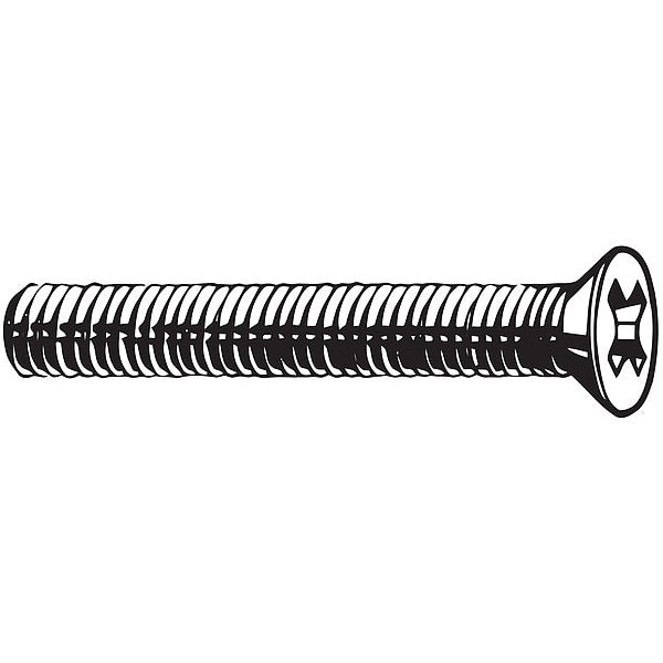 M3-0.50 x 6 mm Phillips Flat Machine Screw,  Plain 18-8 Stainless Steel,  100 PK