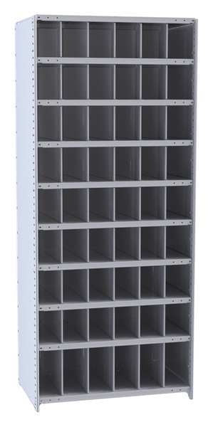 Steel Starter Pigeonhole Bin Unit,  12 in D x 87 in H x 36 in W,  10 Shelves,  Gray