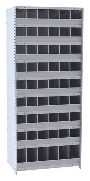 Steel Starter Pigeonhole Bin Unit,  24 in D x 87 in H x 36 in W,  10 Shelves,  Gray