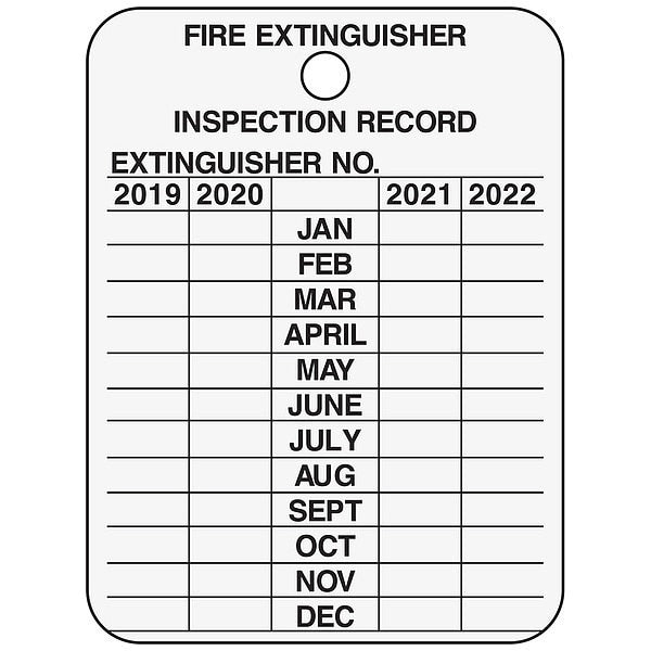 Inspection Record Tag, Fire Ext, 3inH, PK10