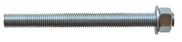 Stud Assembly,  3/4",  8",  Zinc Plated,  Steel,  Zinc Plated Finish,  10 PK