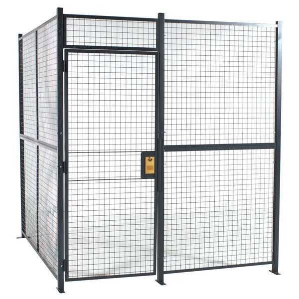 Welded Wire Partition, 3 sided, hinge door
