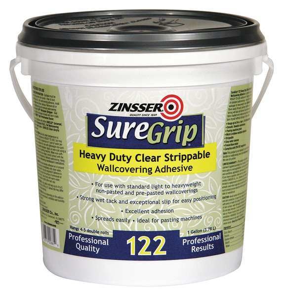 Wallcovering Adhesive,  SureGrip(R) 122 Series,  clear,  1 gal,  Pail