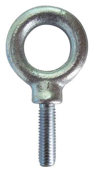 Machinery Eye Bolt With Shoulder,  3/8"-16,  3 in Shank,  1 in ID,  Steel,  Zinc Plated