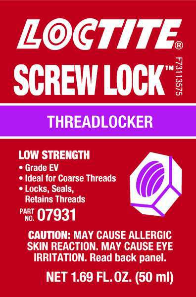 Threadlocker,  LOCTITE 079 (Letter Grade EV),  Purple,  Low Strength,  Liquid,  50 mL