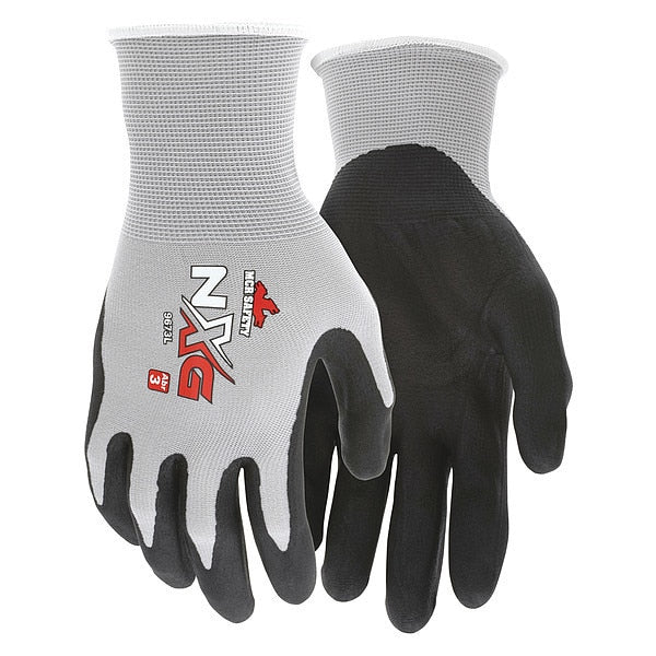 Foam Nitrile Coated Gloves,  Palm Coverage,  Black/Gray,  XL,  PR