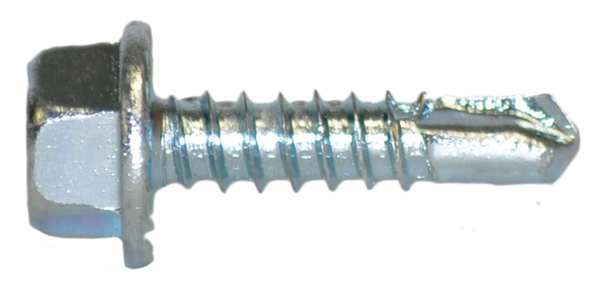 Self-Drilling Screw,  #10 x 3/4 in,  Electro-Zinc Steel Hex Head External Hex Drive,  500 PK