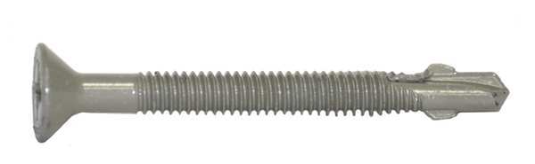 Self-Drilling Screw,  #12 x 2 1/4 in,  Gray Spex Steel Flat Head Phillips Drive,  250 PK
