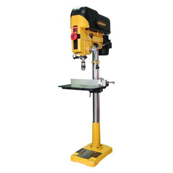 Floor Drill Press,  Belt Drive,  1 hp,  115/230 V,  18 in Swing,  Variable Speed