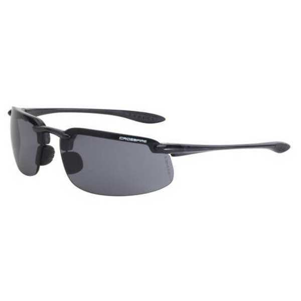 Safety Glasses,  Wraparound Smoke Polycarbonate Lens,  Scratch-Resistant