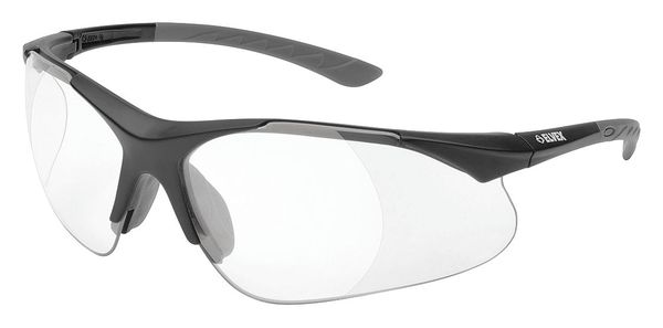 Safety Reading Glasses,  Scratch-Resistant,  Black Half-Frame,  Clear Lens,  +2.0 Diopter