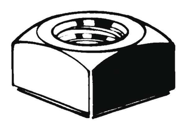 M6-5.00 Low Carbon Steel Zinc Plated Finish Square Nut - Regular,  100 pk.