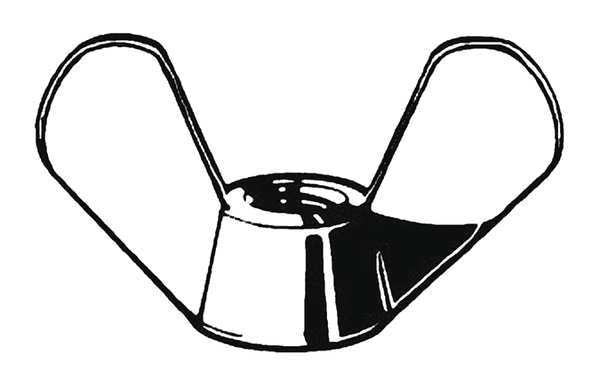 Wing Nut,  M8-1.25,  Steel,  Zinc Plated,  20 mm Ht,  39 mm Max Wing Span,  100 PK