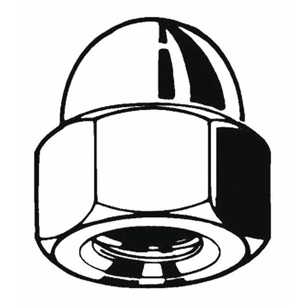 High Crown Cap Nut,  M4-0.70,  Steel,  Zinc Plated,  8 mm H,  100 PK