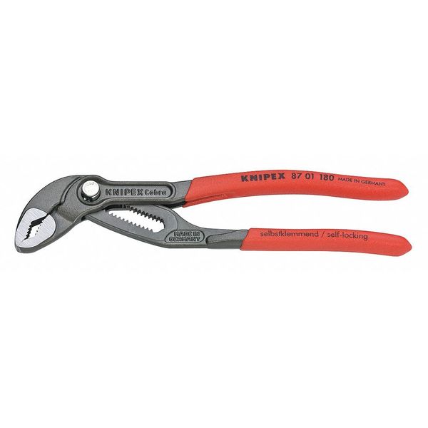 7 1/4 in Knipex Cobra V-Jaw Tongue and Groove Plier Serrated,  Plastic Grip