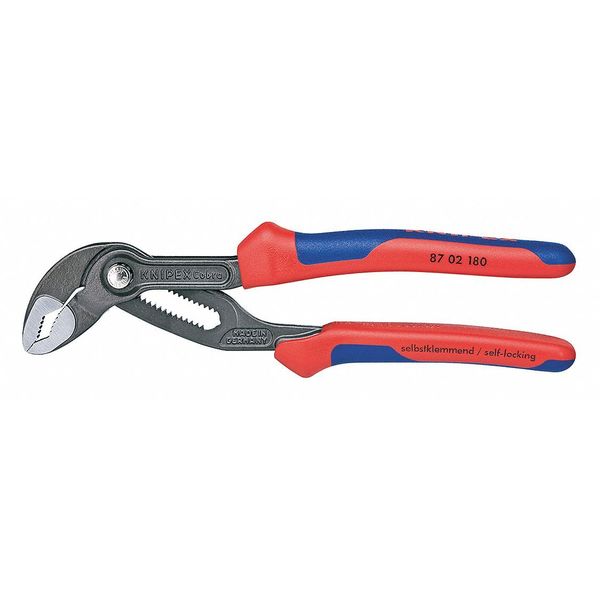 7 1/4 in Knipex Cobra V-Jaw Tongue and Groove Plier Serrated,  Bi-Material Grip