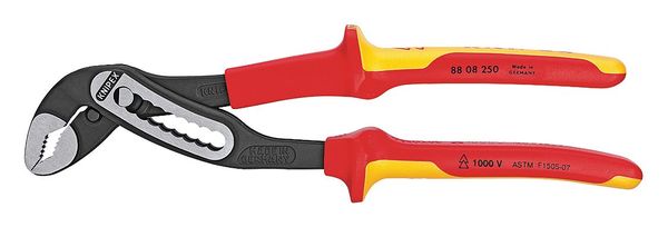 10 in Knipex Alligator V-Jaw Tongue and Groove Plier Serrated,  Bi-Material Grip