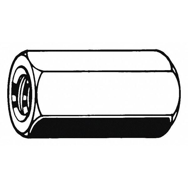 Coupling Nut,  M6-1.00,  18-8 Stainless Steel,  Not Graded,  Zinc Plated,  18 mm Lg,  10 mm Hex Wd
