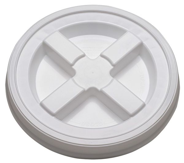 Plastic Pail Lid,  Dia 12-3/8 In,  White