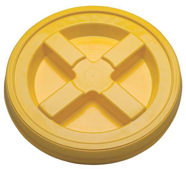 Plastic Pail Lid,  Dia 12-3/8 In,  Yellow