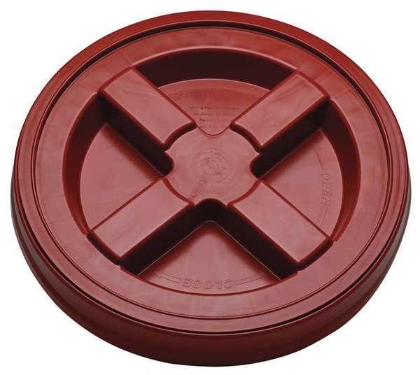 Plastic Pail Lid,  Dia 12-3/8 In,  Red