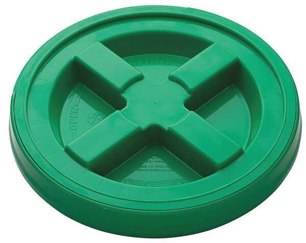 Plastic Pail Lid,  Dia 12-3/8 In,  Green