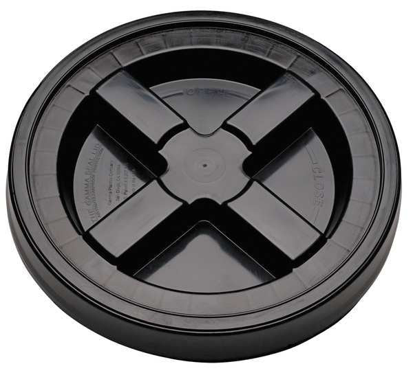 Plastic Pail Lid,  Dia 12-3/8 In,  Black