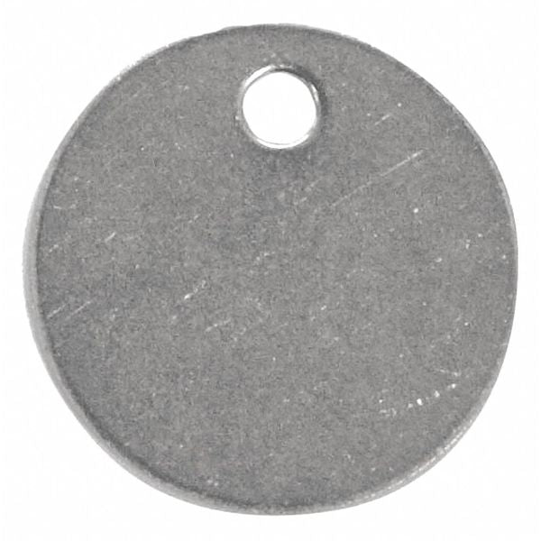 Tag, SS, Silver, 2" H x 2" W, Round, PK25