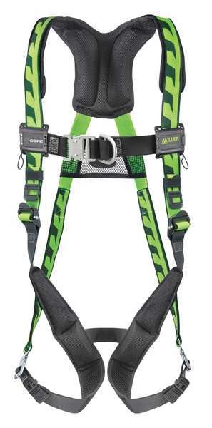 Full Body Harness,  Vest Style,  L/XL,  Polyester,  Green