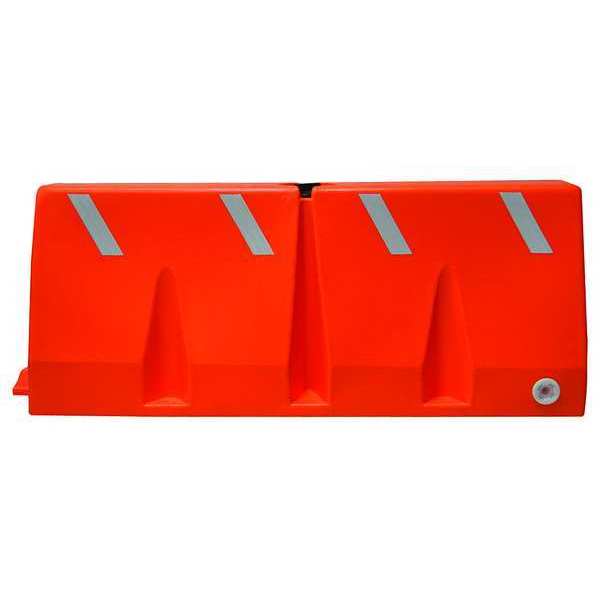 Jersey Barrier Polycade Traffic Barrier,  Plastic,  62 1/4 in W x 24 in H,  Orange