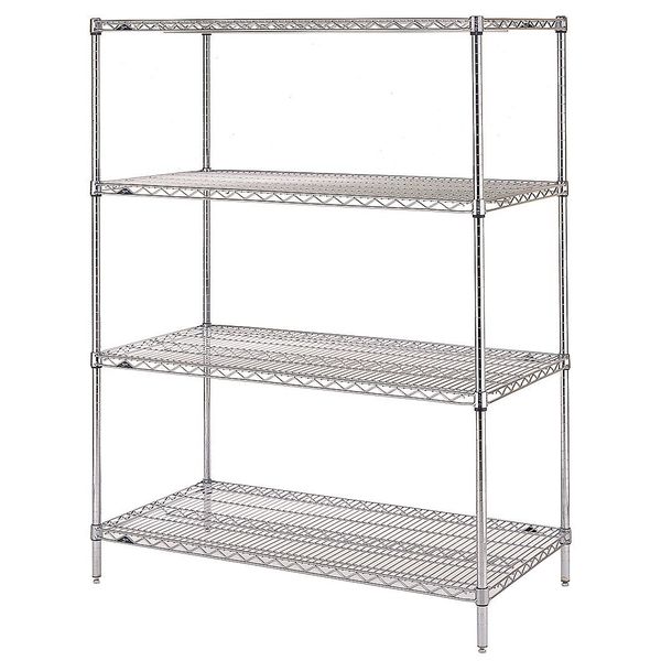 Wire Shelving Unit,  18"D x 60"W x 74-1/2"H,  4 Shelves,  Chrome