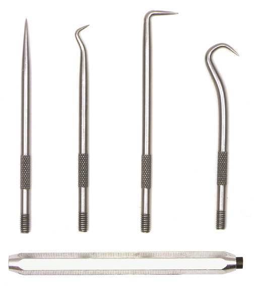 Pick And Hook Set, Steel, 5-9/16in.L, 4 pcs