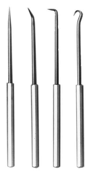 Pick And Hook Set, Steel, 6-5/16in.L, 4 pcs