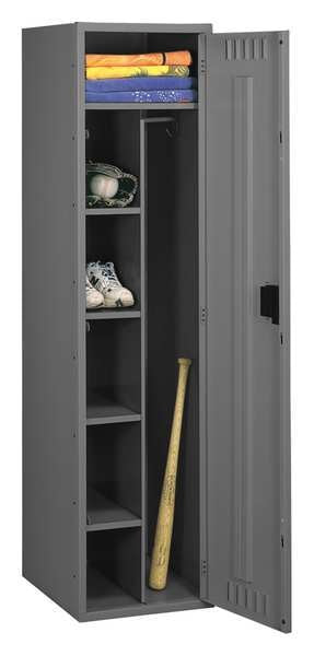 Wardrobe Locker,  24 in W,  24 in D,  72 in H,  (1) Tier,  (1) Wide,  Medium Gray